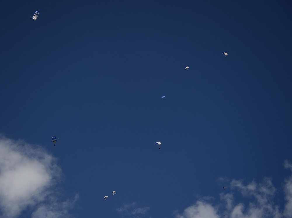 F-35s, Air Force Academy Wings of Blue and Navy Leap Frogs kickoff Navy vs. Air Force