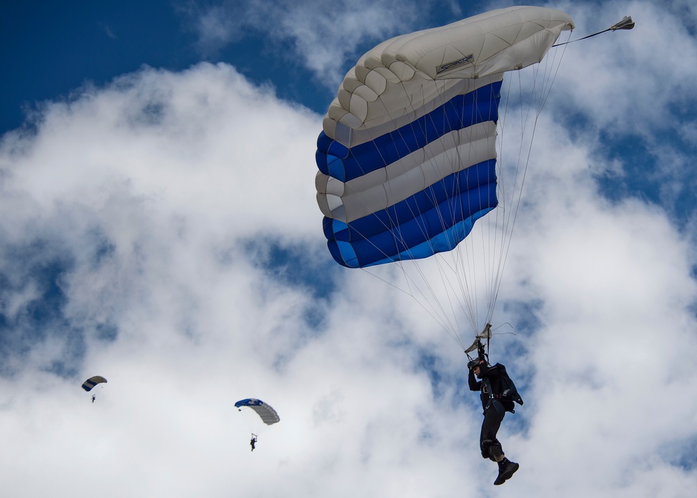 F-35s, Air Force Academy Wings of Blue and Navy Leap Frogs kickoff Navy vs. Air Force