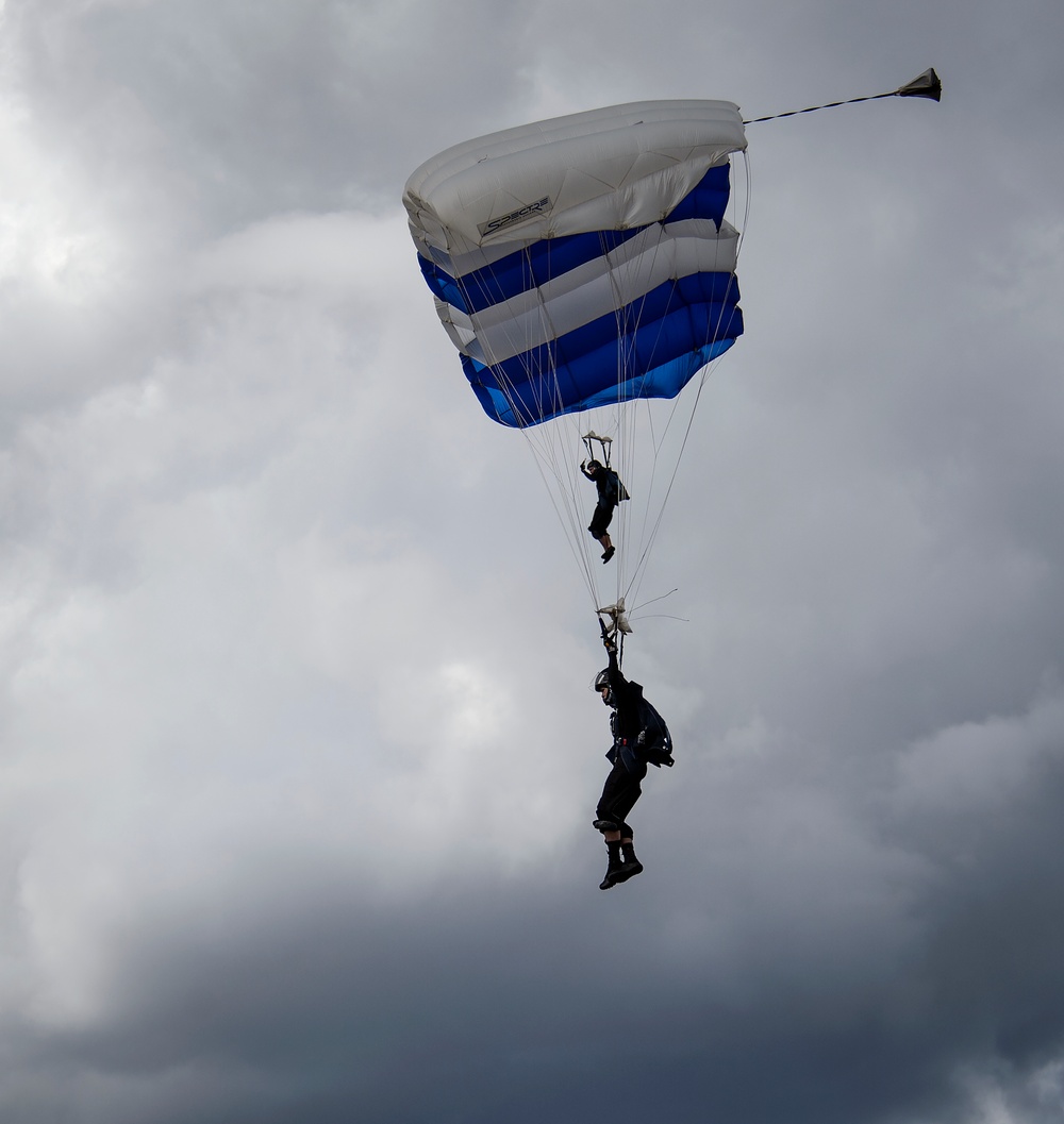 F-35s, Air Force Academy Wings of Blue and Navy Leap Frogs kickoff Navy vs. Air Force