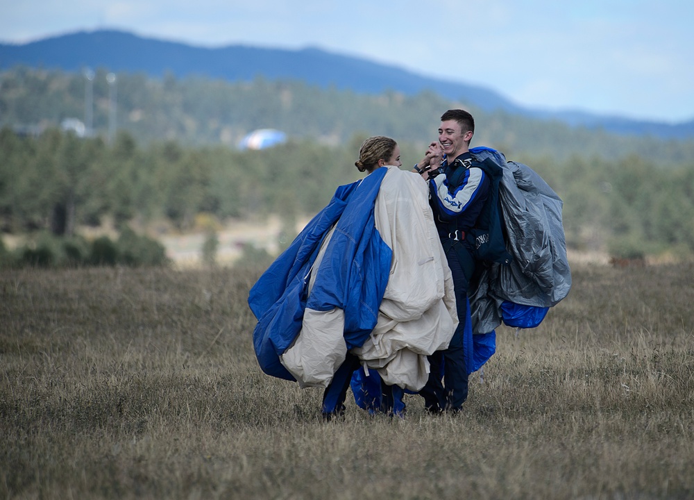 F-35s, Air Force Academy Wings of Blue and Navy Leap Frogs kickoff Navy vs. Air Force