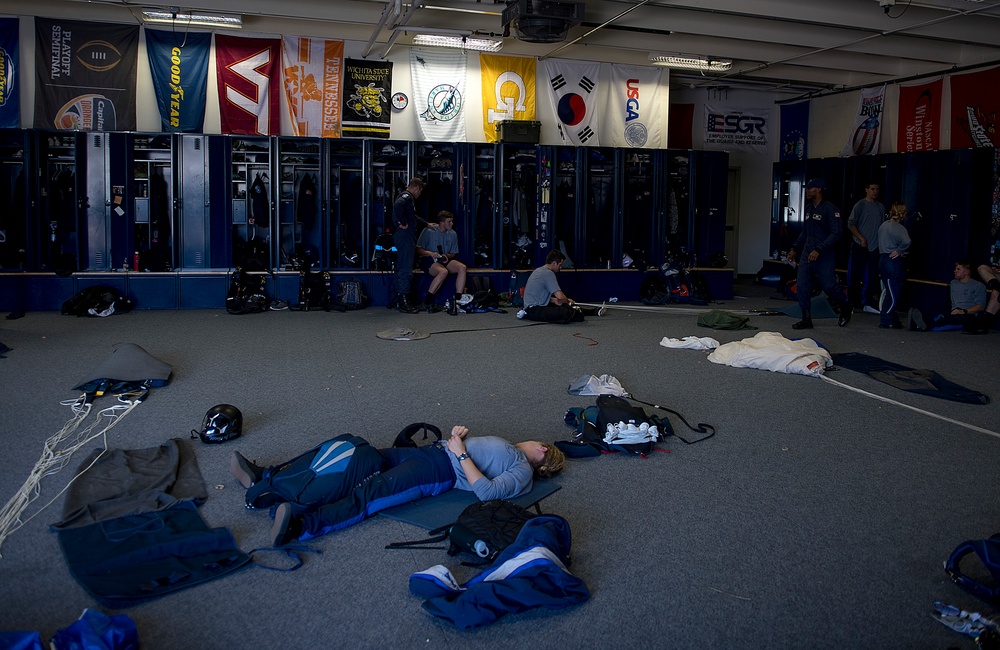 F-35s, Air Force Academy Wings of Blue and Navy Leap Frogs kickoff Navy vs. Air Force