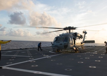 USS Coronado (LCS 4) conducts air operations.