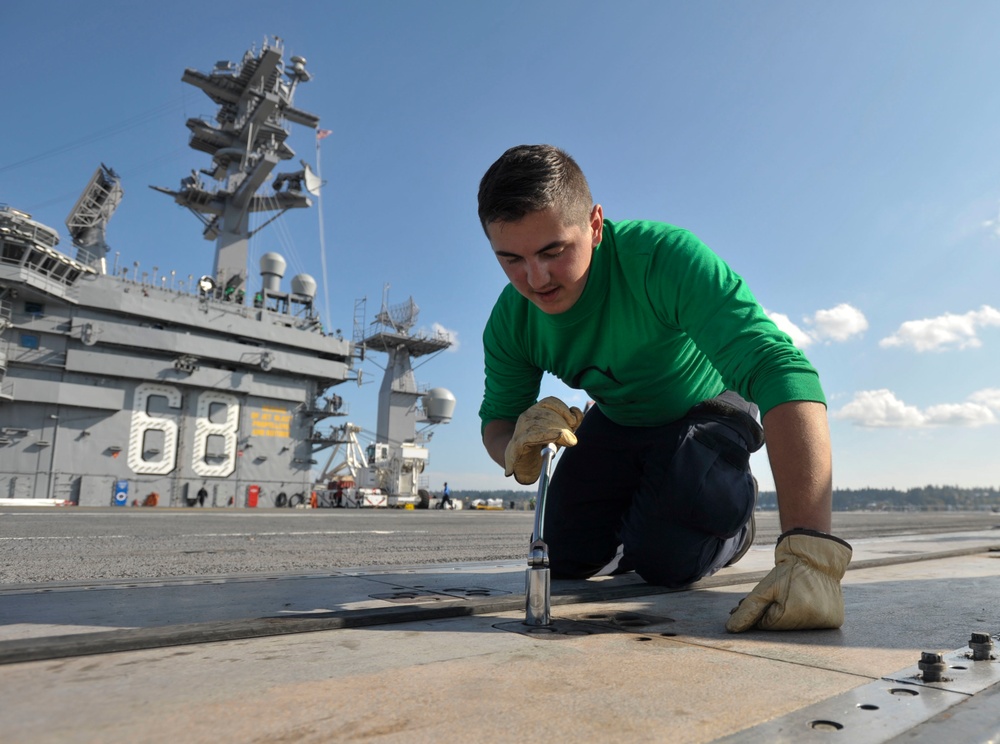 Sailor does maintenance