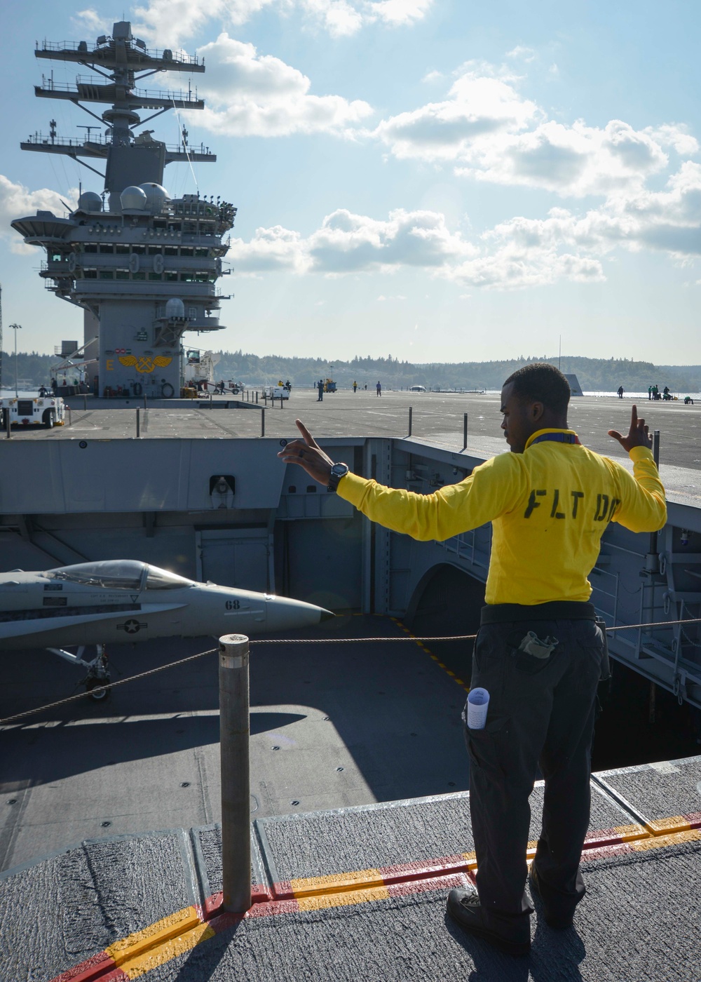 Airman supervises elevator onload