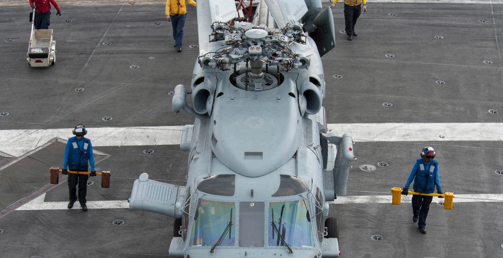 The aircraft carrier USS George H.W. Bush (CVN 77). GHWB is underway conducting routine training and qualifications for a 2017 deployment.