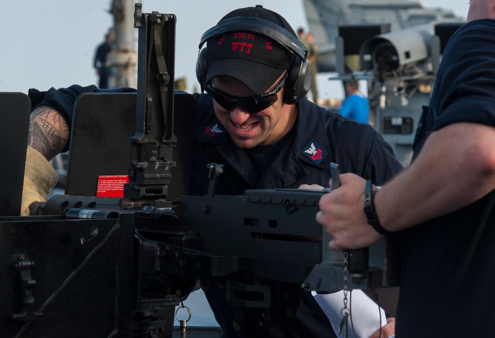 The aircraft carrier USS George H.W. Bush (CVN 77). GHWB is underway conducting routine training and qualifications for a 2017 deployment.