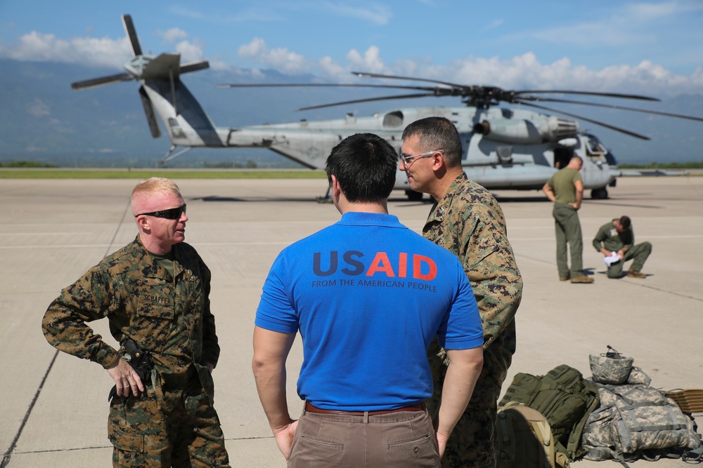 Marines with Special Purpose Marine Air-Ground Task Force Southern Command prepare to respond to Hurricane Matthew disaster relief efforts