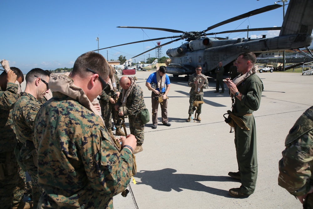 Marines with Special Purpose Marine Air-Ground Task Force Southern Command prepare to respond to Hurricane Matthew disaster relief efforts