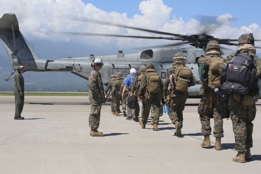 Marines with Special Purpose Marine Air-Ground Task Force Southern Command prepare to respond to Hurricane Matthew disaster relief efforts