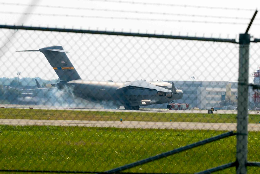 C-17 Aircraft Use Wright-Patterson AFB As Safe Haven During Hurricane Matthew