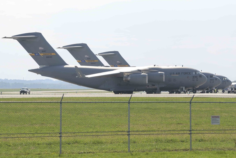 C-17 Aircraft Use Wright-Patterson AFB As Safe Haven During Hurricane Matthew