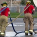 Volunteer firefighters in training