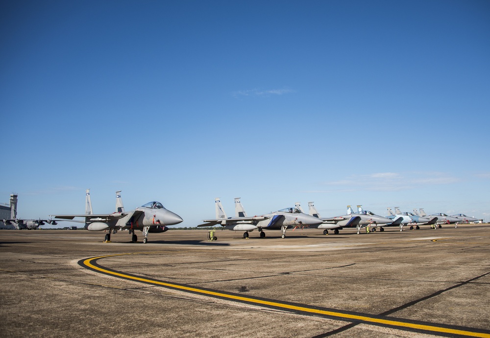 Fighter aircraft shelter from Hurricane Matthew