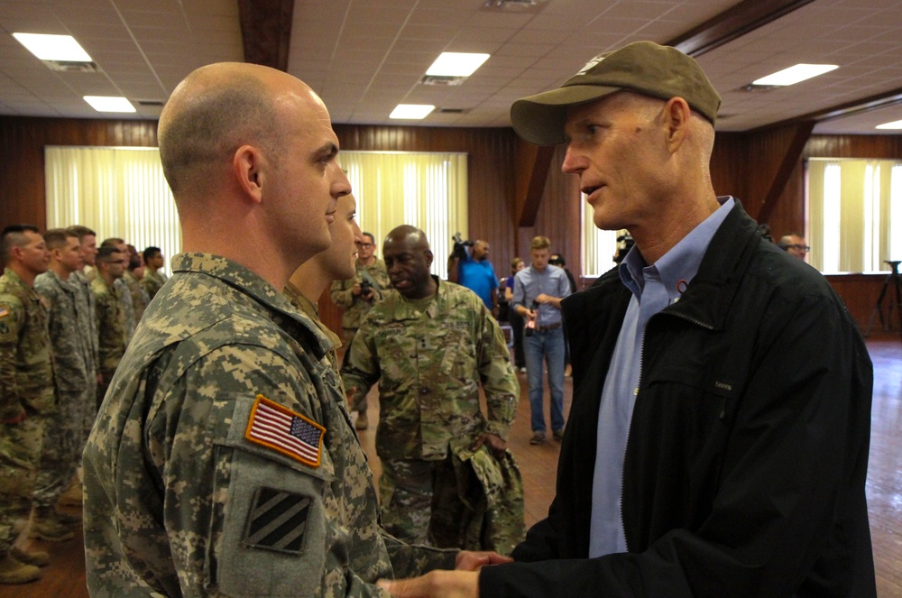 Florida Governor Rick Scott addresses Florida National Guard Soldiers