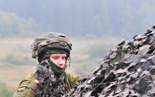 Lithuanian Soldiers at the Lithuanian brigade headquarters in the training area at Hohenfels during Allied Spirit V