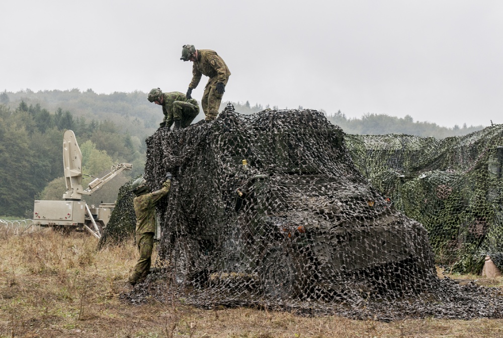 Lithuanian Soldiers at the Lithuanian brigade headquarters in the training area at Hohenfels during Allied Spirit V