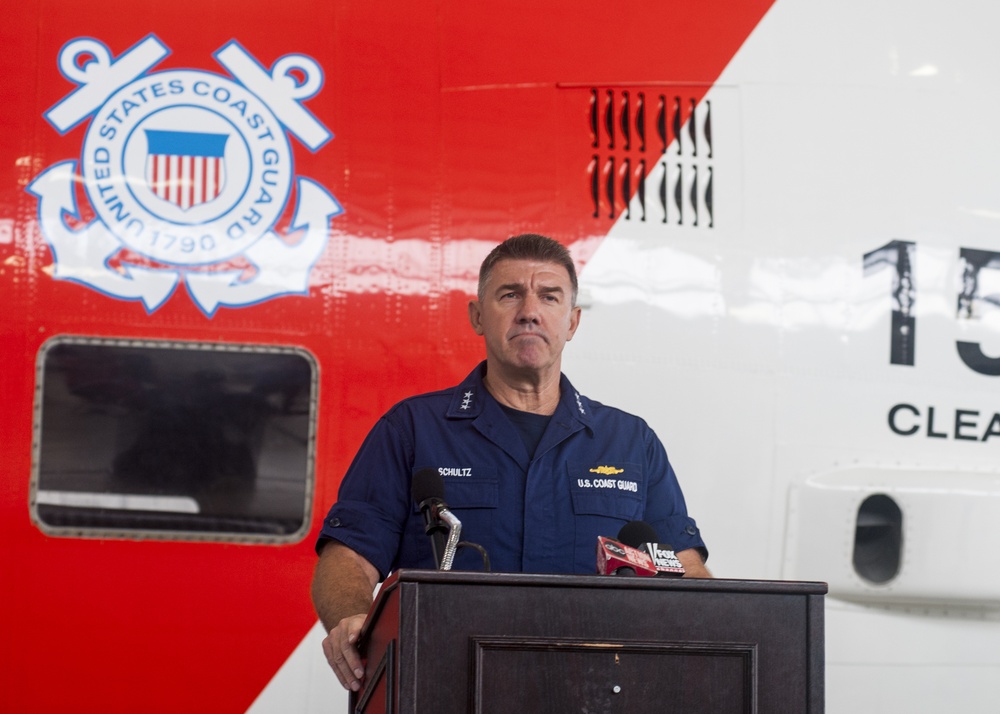 Coast Guard conducts overflight north of Daytona, Fla., holds press briefing 