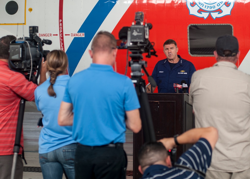 Coast Guard conducts overflight north of Daytona, Fla., holds press briefing 