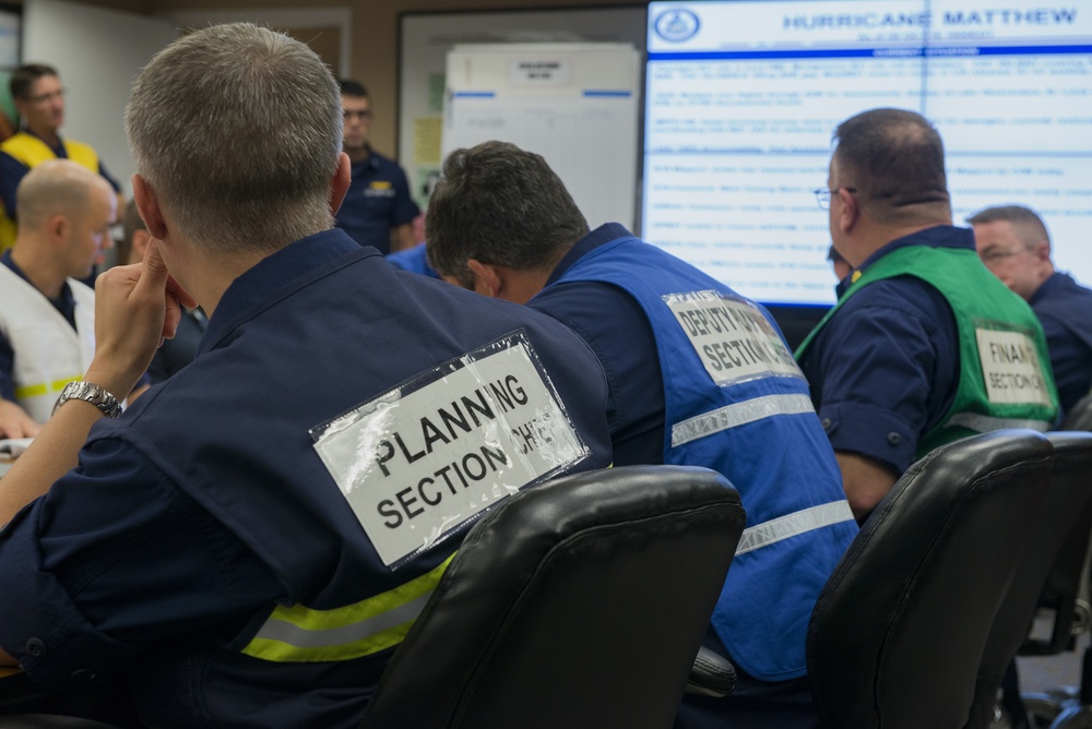 Coast Guard District Seven Incident Management Team conducts Hurricane Matthew briefing