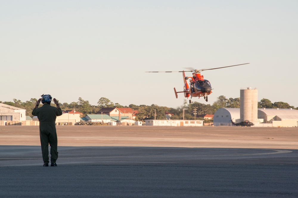 USCG Air Station Savannah trains with FEMA at Hunter Army Airfield following Hurricane Matthew
