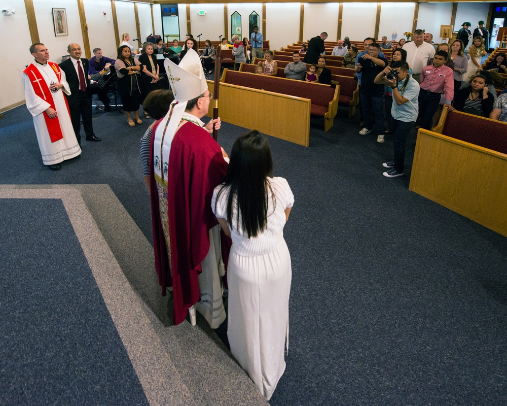 Bishop Buckon visits Travis AFB