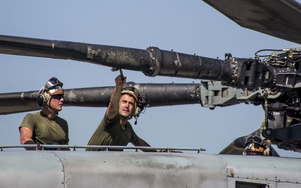 Marines with Joint Task Force Matthew prepare CH-53E Super Stallion to deliver relief support to Haiti