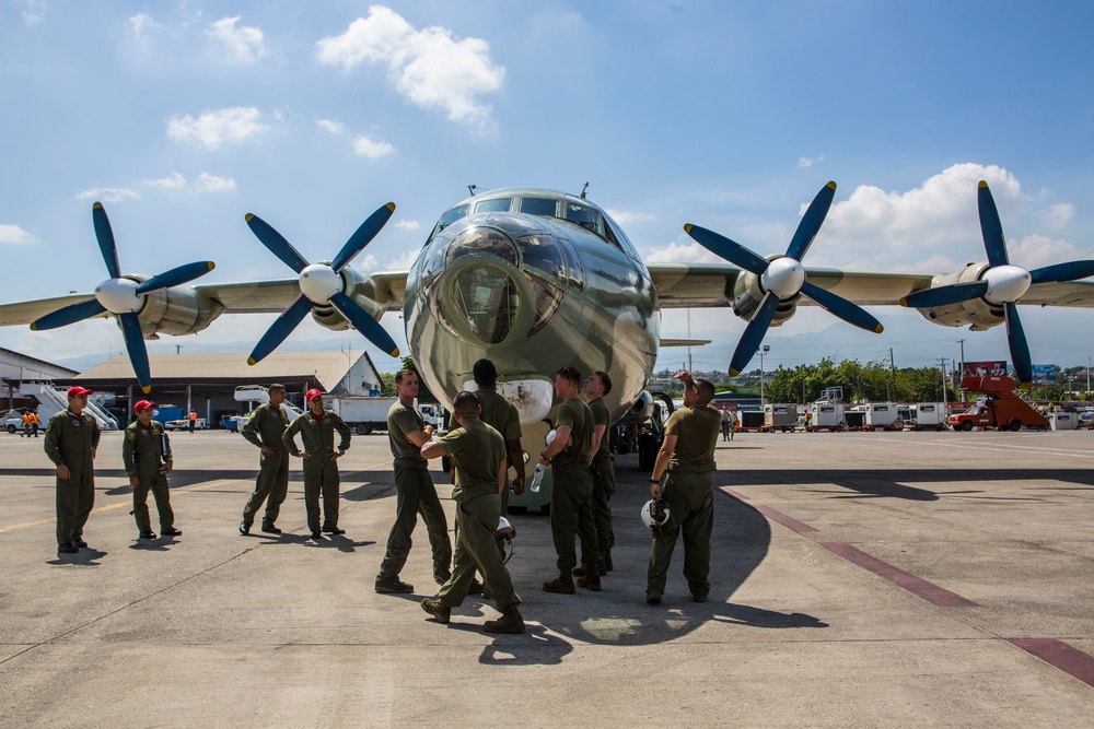 Marines with Joint Task Force Matthew prepare CH-53E Super Stallion to deliver relief support to Haiti