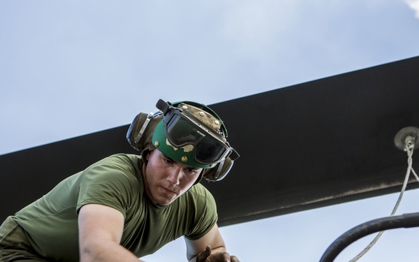 Marines with Joint Task Force Matthew prepare CH-53E Super Stallion to deliver relief support to Haiti