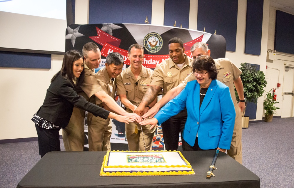 CNO cuts birthday cake at NAVSUP for Navy's 241st
