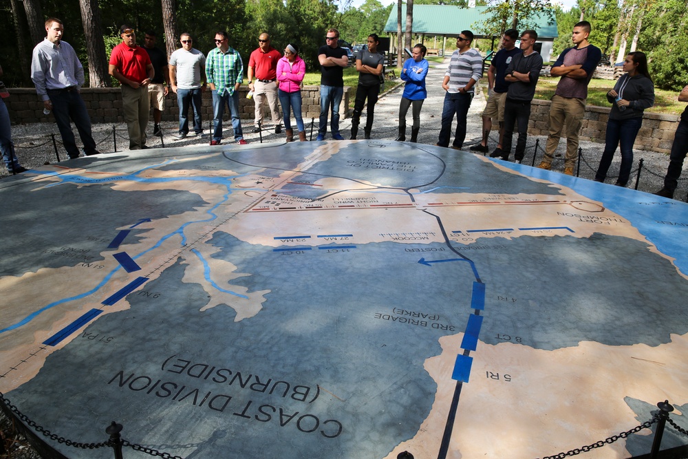 Marines with Marine Air Control Group 28 conduct professional military education at the New Bern Battlefield site