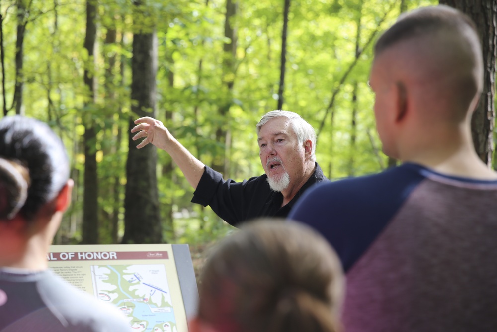 Marines with Marine Air Control Group 28 conduct professional military education at the New Bern Battlefield site