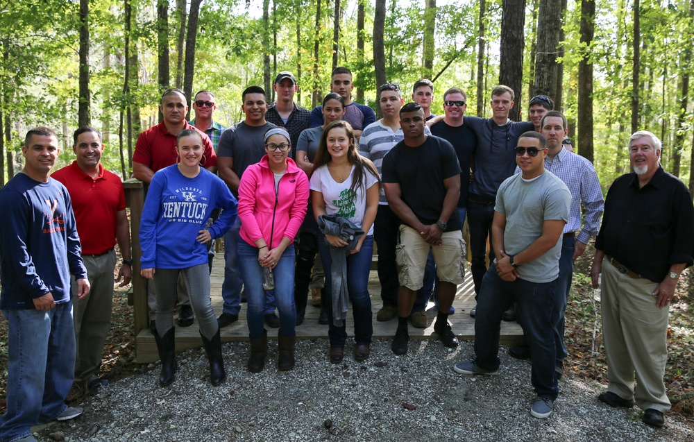 Marines with Marine Air Control Group 28 conduct professional military education at the New Bern Battlefield site