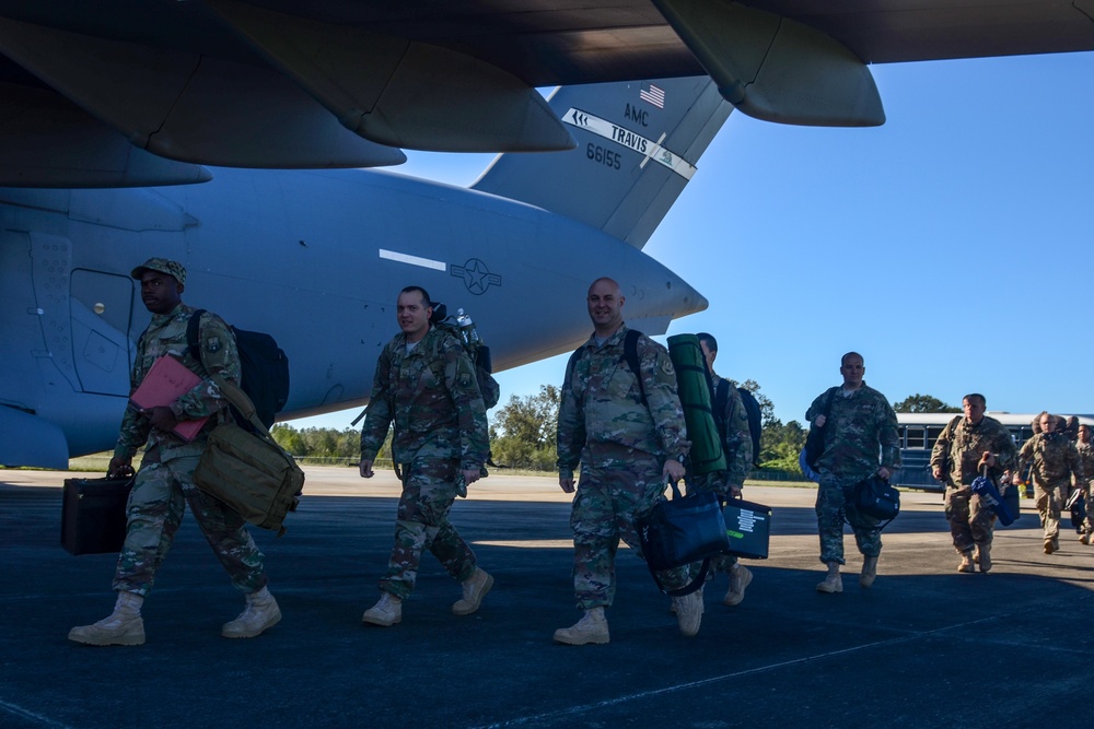 245th ATCS C-17 load and passenger departure for deployment in support of Operation INHERENT RESOLVE