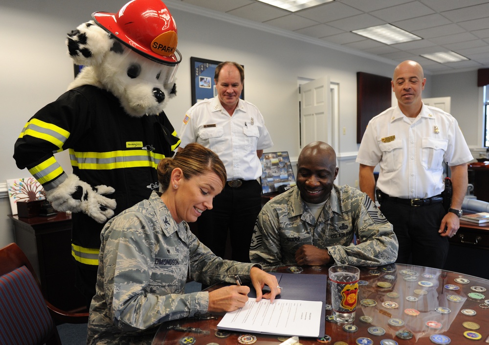 Wing leaders kick off Fire Prevention Week