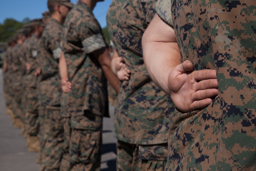 Recruits training at MCLB Albany during Huricane Matthew