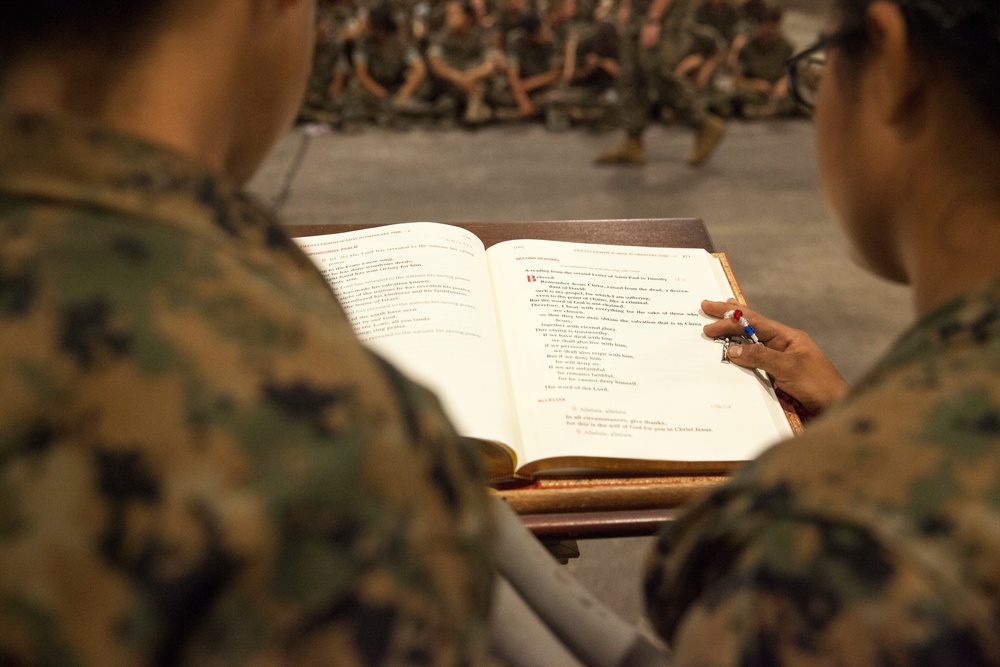 Recruits training at MCLB Albany during Huricane Matthew