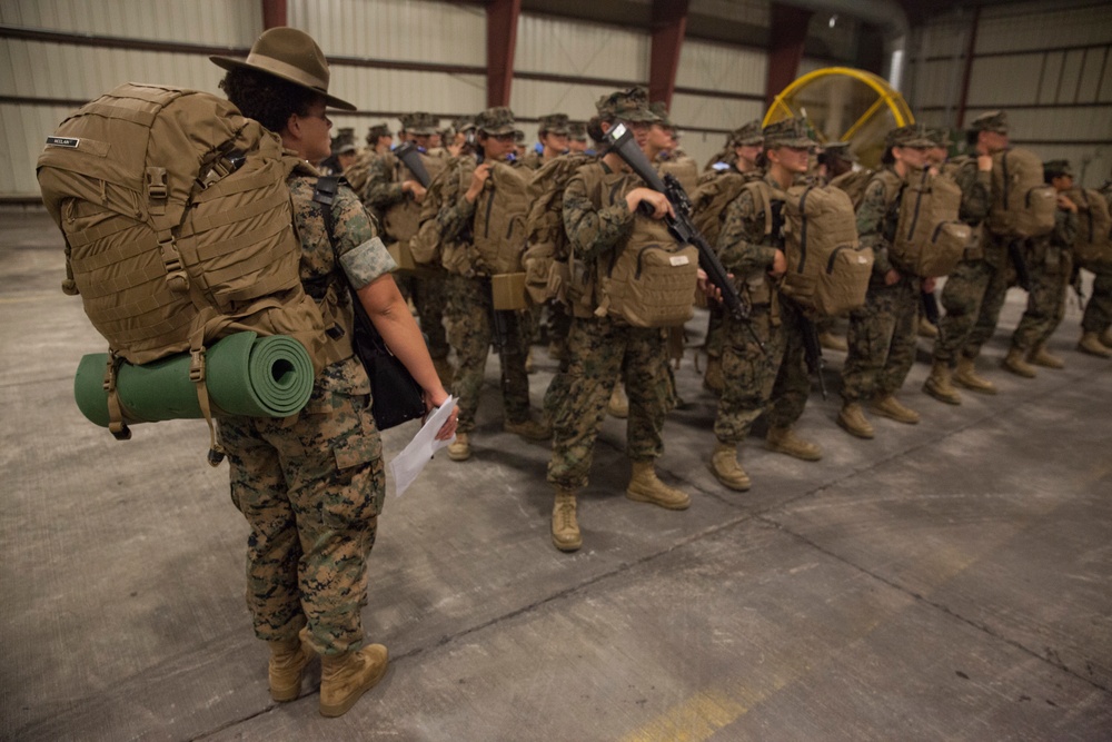 Recruits training at MCLB Albany during Huricane Matthew