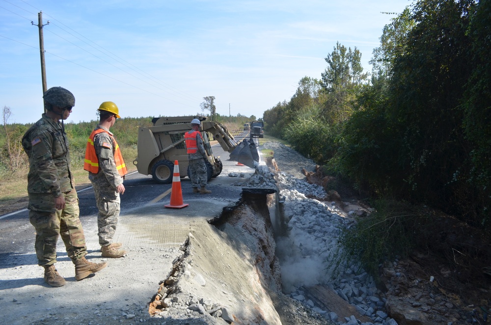 Hurricane Matthew: NC Guard Engineers and NC DOT Work to Restore Roads
