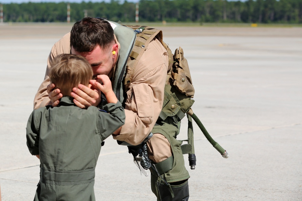 Families and Friends welcome VMAQ-4 Marines from deployment