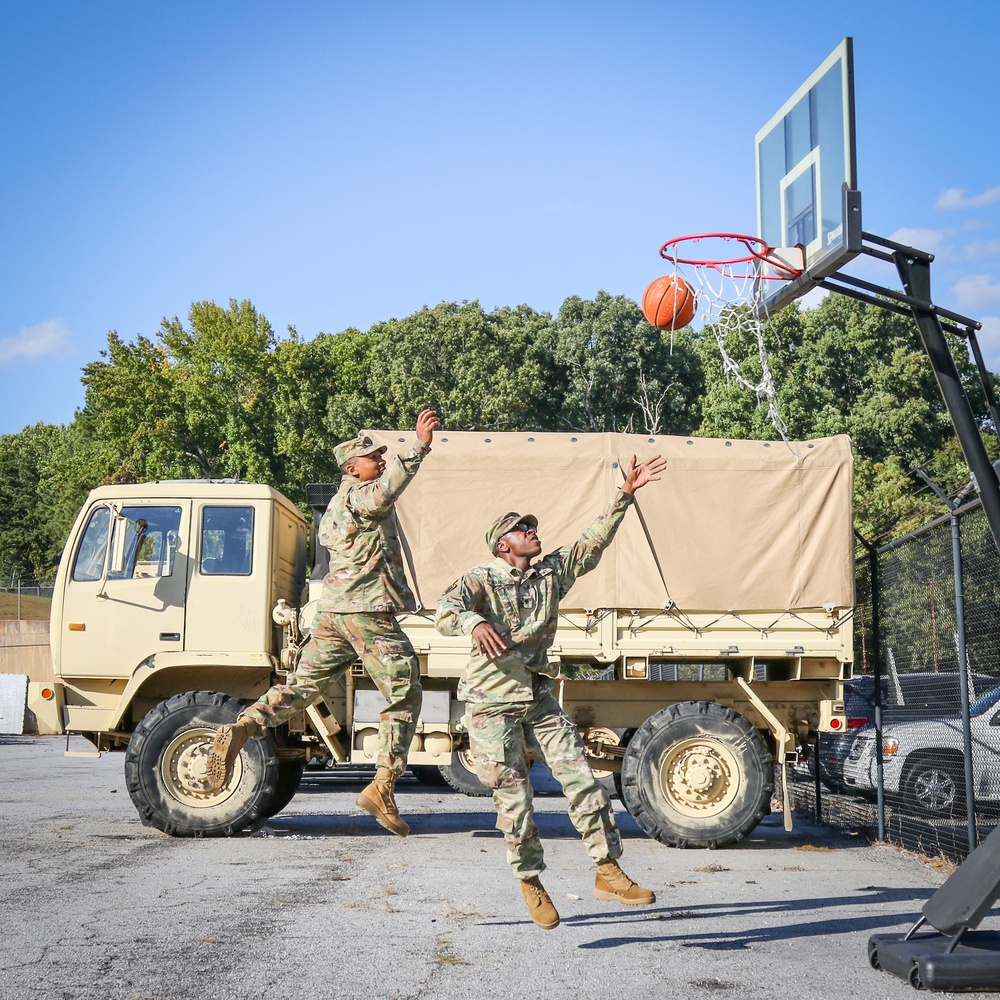 Basketball in the motor pool