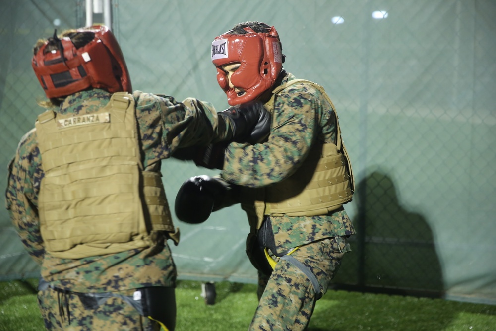 Hooking and jabbing, slashing and stabbing: Marines in Italy earn their brown belt