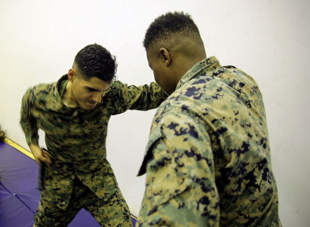 Hooking and jabbing, slashing and stabbing: Marines in Italy earn their brown belt