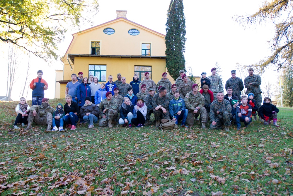 Paratroopers and Marines help Latvian Special Needs Children