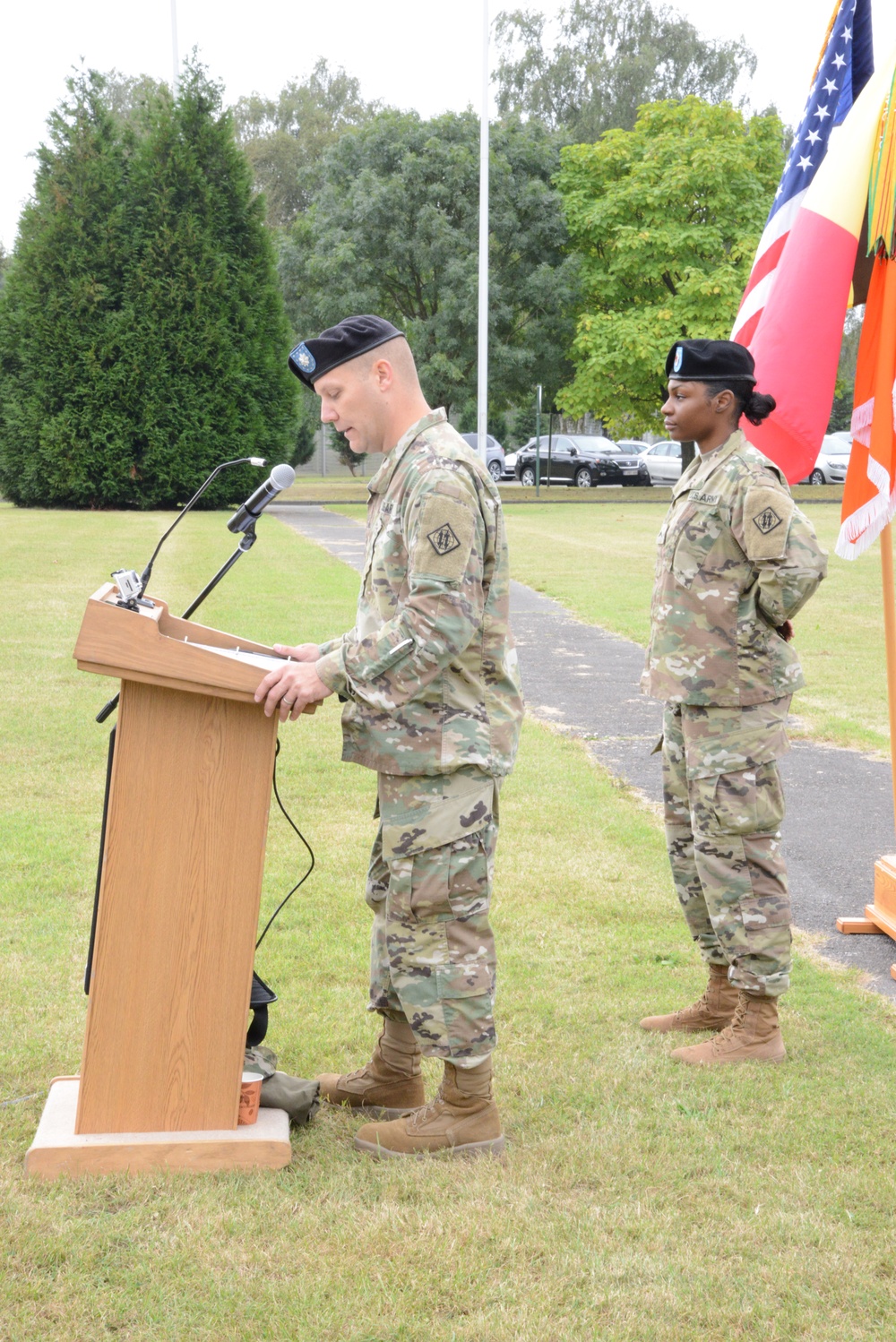 Reflagging Ceremony 128th Signal Compagny Inactivation Network Enterprise Center Belgium Activation