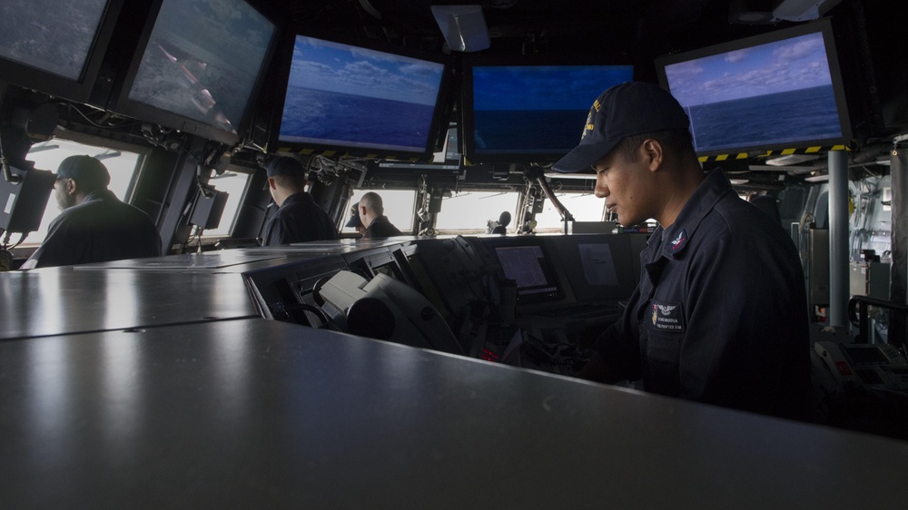 USS ZUMWALT Sailors Stand Bridge Watch