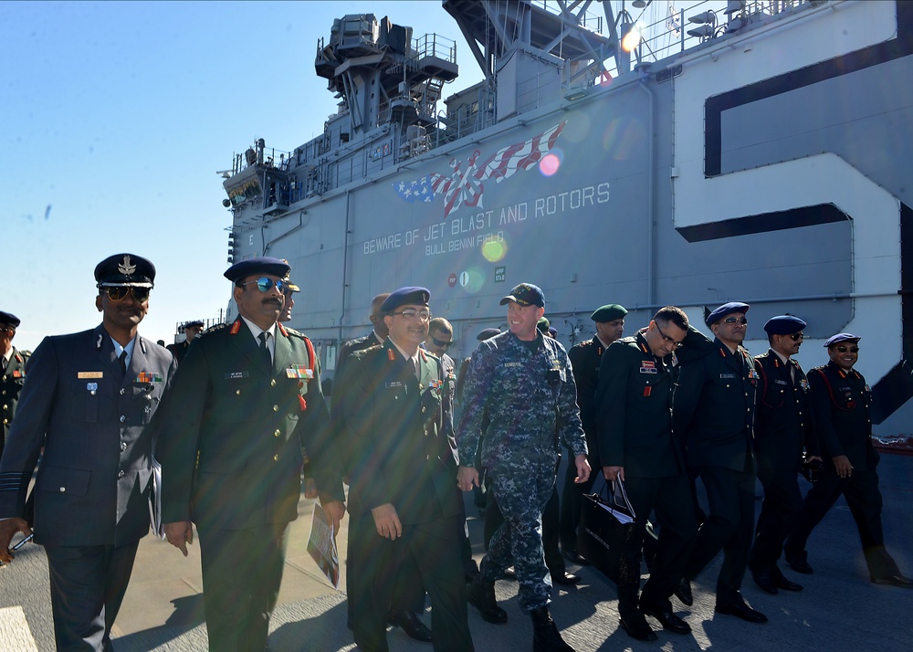 Indian Higher Defence Management Course officers visit USS Bataan (LHD 5)