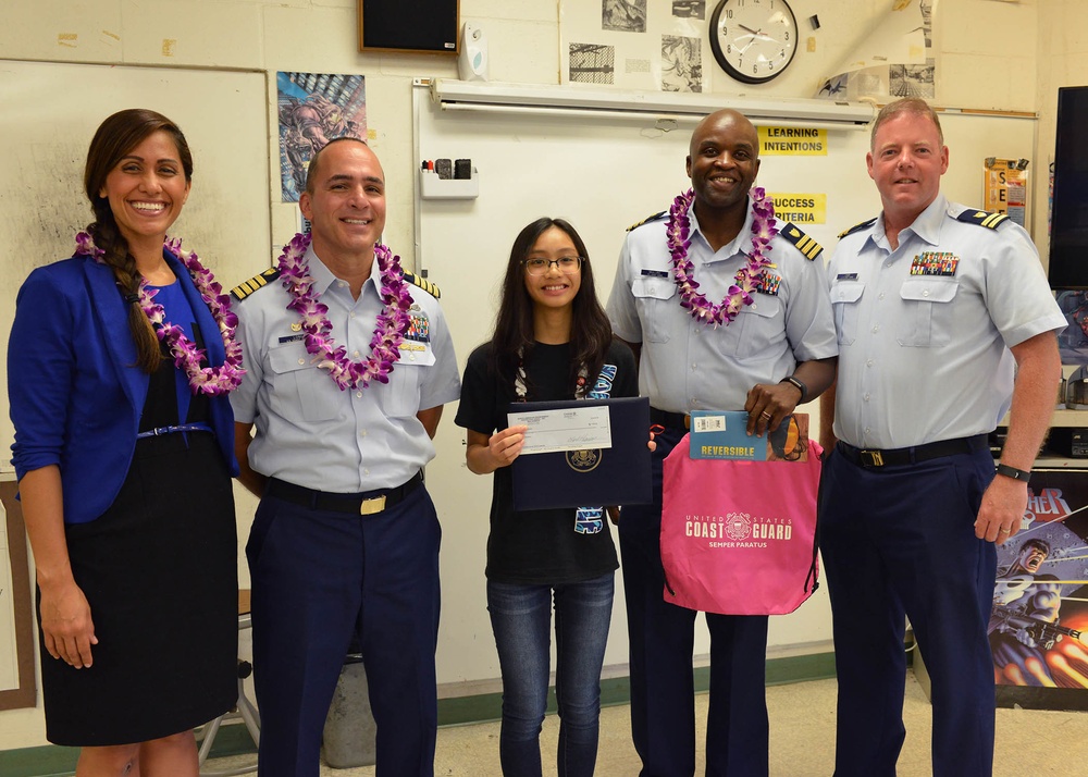 State Representative, Coast Guard present Hawaii art student with grand prize