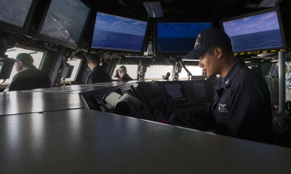 USS ZUMWALT Sailors Stand Bridge Watch