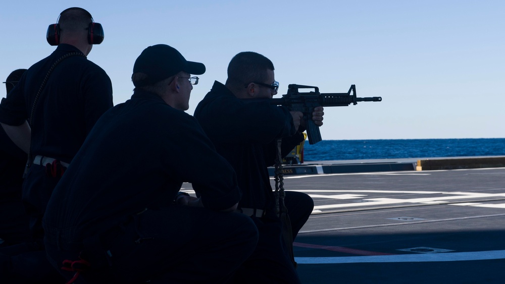 USS Zumwalt Sailors Conduct Small Arms qualification testing