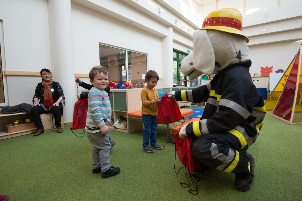 SHAPE CDC Fire Drill, Sparky Visit For Fire Prevention Week